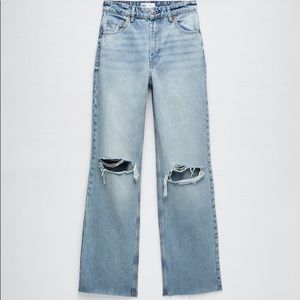 ZARA Ripped Wide Leg (Full Length) Jeans